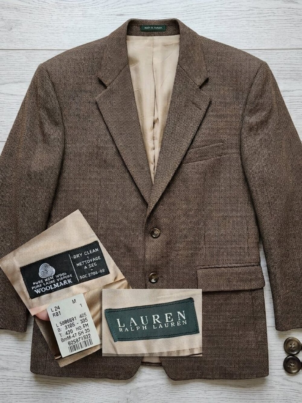 Lauren Ralph Lauren Pure Wool Blazer Jacket Houndstooth